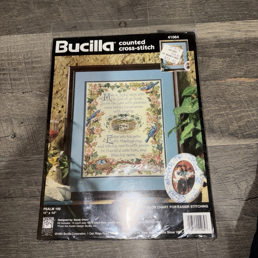 Vintage 1996 Bucilla "Psalm 100" Counted Cross Stitch #41064 Sealed